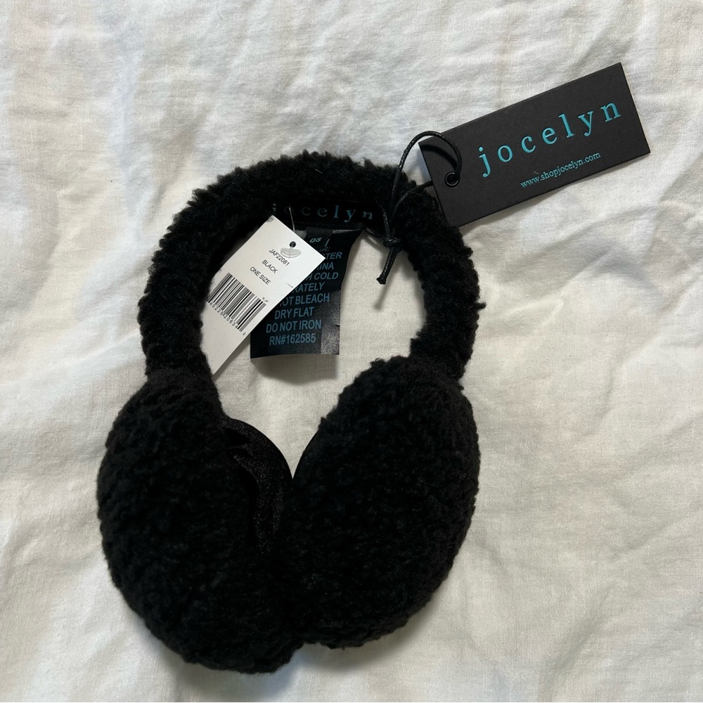 Jocelyn The Stowe Faux Shearling Black EarMuffs- NWT Saks 5th Avenue